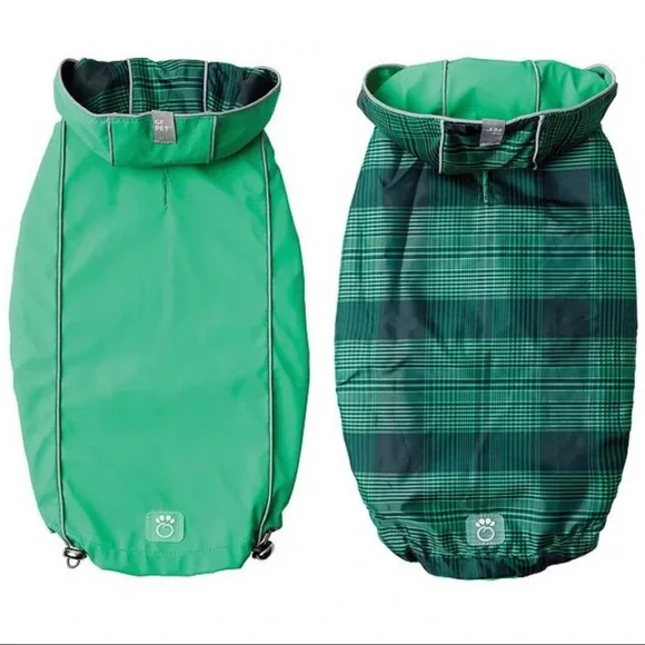 GF Pet Dog Raincoat Reversible Raincoat Green Plaid Size xL - Picture 2 of 9